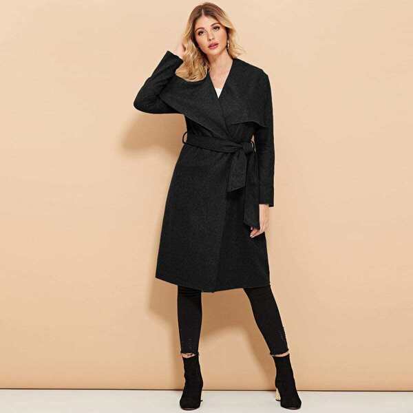 

Self Tie Solid Coat, Black