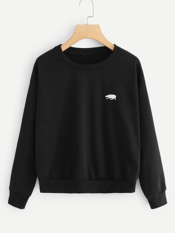 

Animal Embroidery Sweatshirt, Black