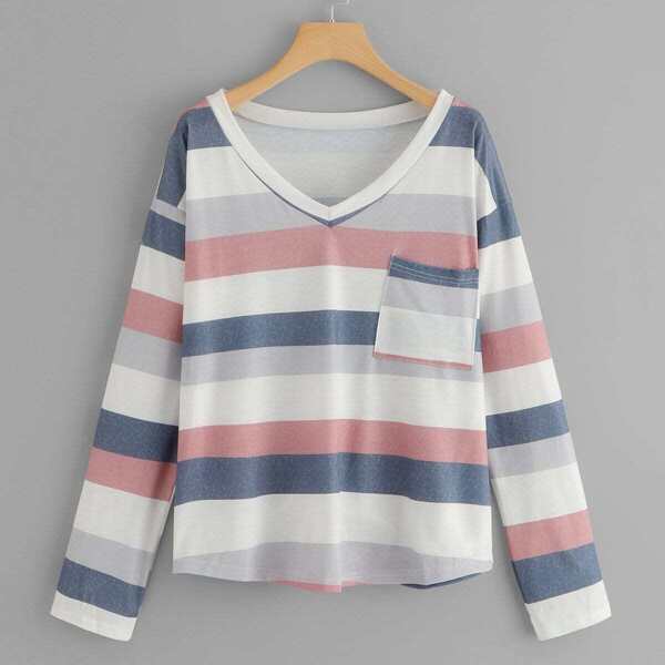 

Patch Pocket Block Striped Tee