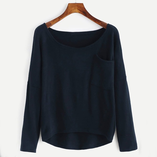 

Plus Solid Drop Shoulder Jumper, Navy