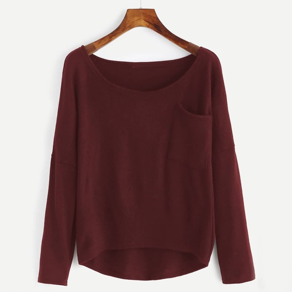 

Plus Solid Drop Shoulder Jumper, Burgundy