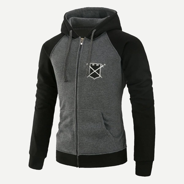 

Men Patched Cut And Sew Hooded Sweatshirt, Multicolor