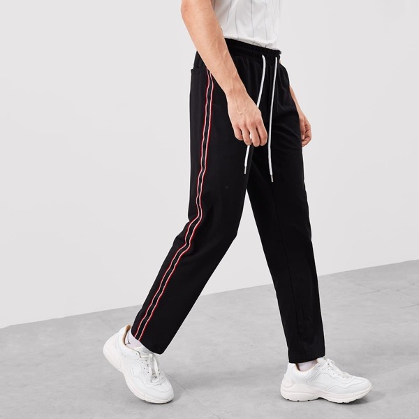 

Men Drawstring Waist Zip Pocket Pants