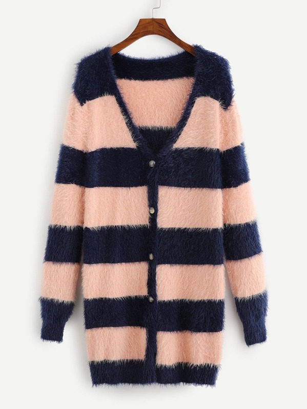 

Plus Two Tone Open Front Fuzzy Cardigan, null