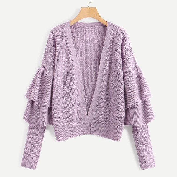 

Plus Open Front Tiered Bell Sleeve Cardigan