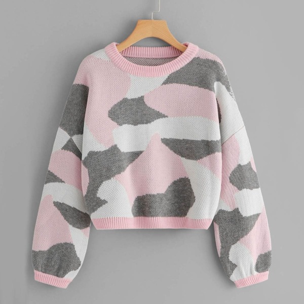 

Plus Camo Print Crop Jumper