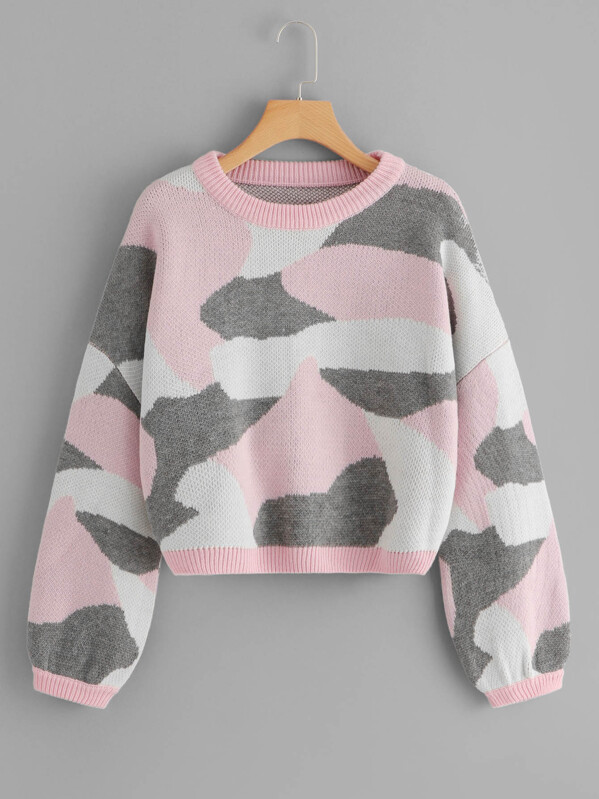 

Плюс Camo Print Crop Jumper, null