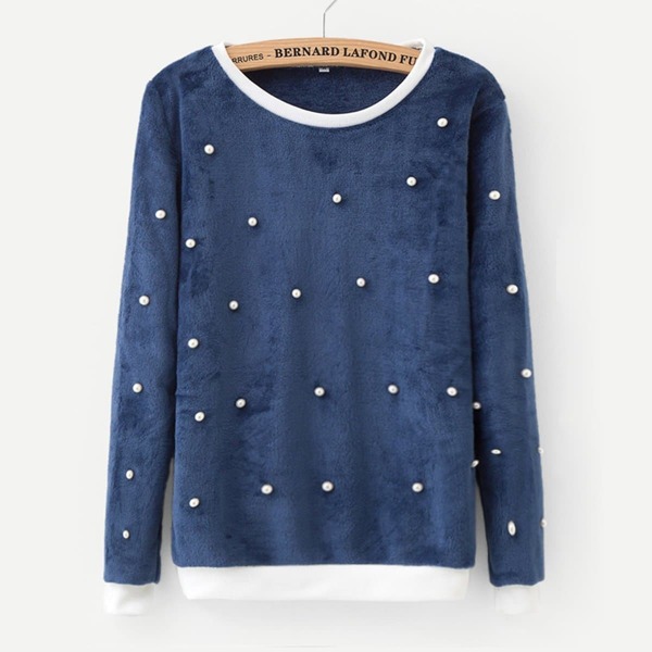 

Faux Pearl Beaded Teddy Sweatshirt
