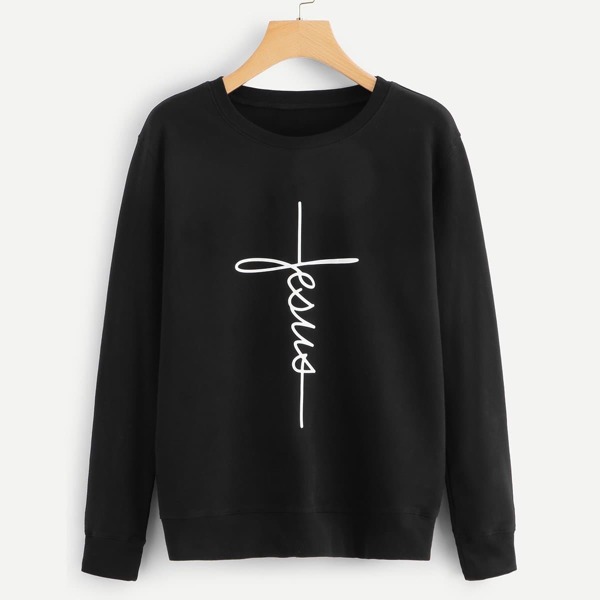 

Plus Letter Print Sweatshirt