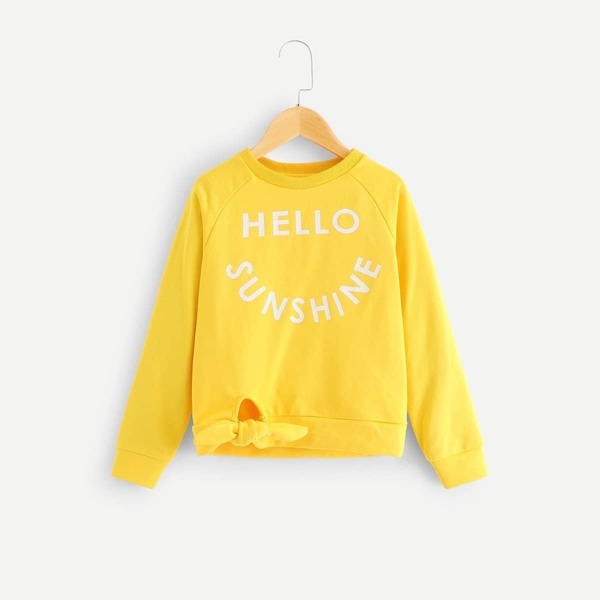 

Girls Knot Front Lettering Pullover