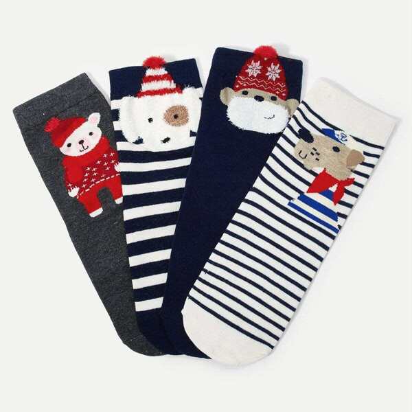 

Christmas Animal Pattern Socks 4pairs, Multicolor