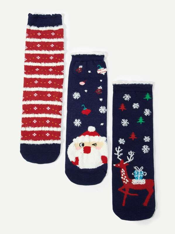 

Christmas Deer Pattern Socks 3pairs, Multicolor
