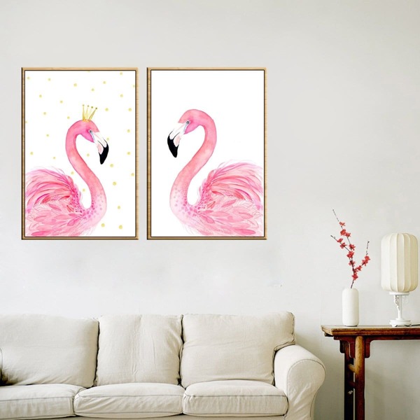

Flamingo Print Wall Art 2pcs