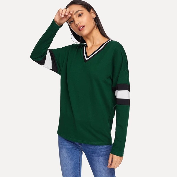 

V-Neck Color Block Pullover