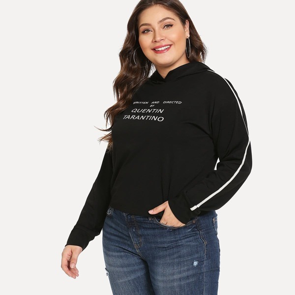 

Plus Letter Print Hoodie
