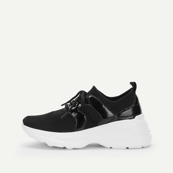 

PU Panel Lace-up Chunky Sneakers