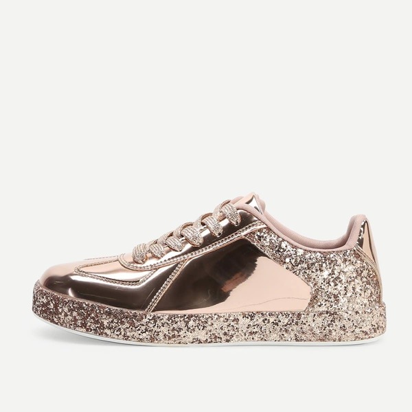 

Contrast Sequin Lace Up Sneakers