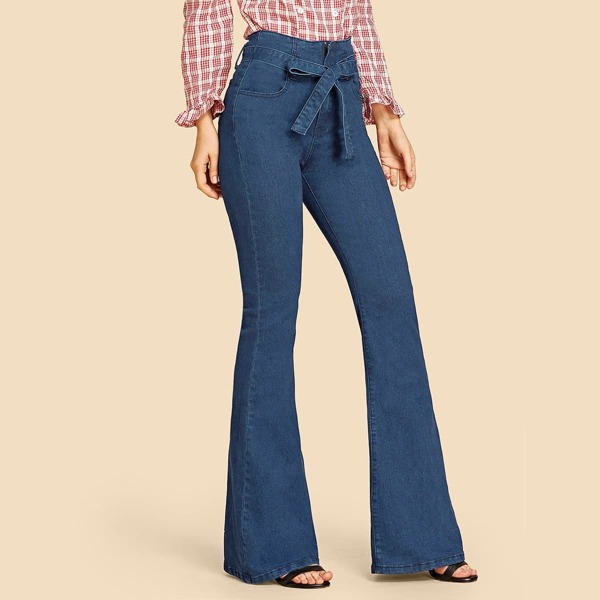 

Tie Waist Flare Leg Jeans