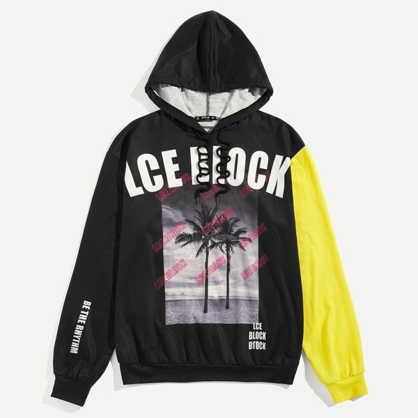 

Men Graphic Print Color Block Sweatshirt, Multicolor