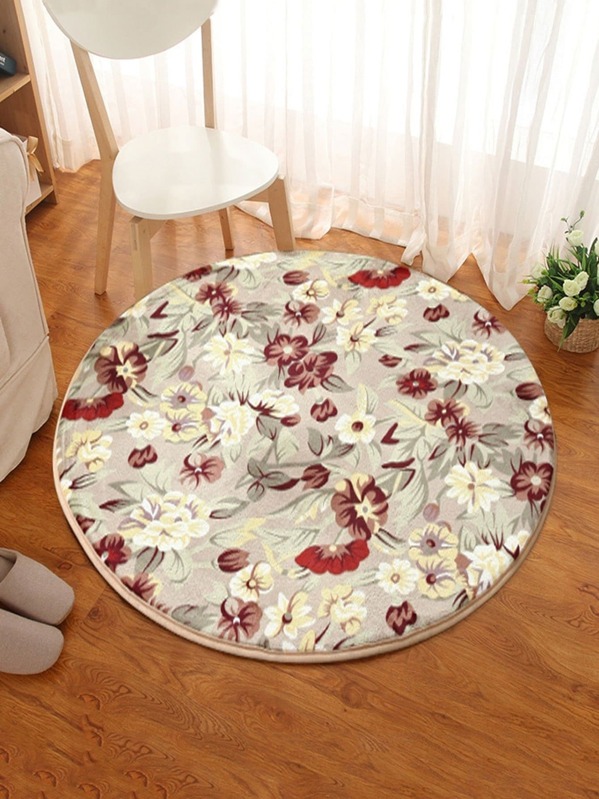 

Floral Pattern Round Floor Mat, Multicolor