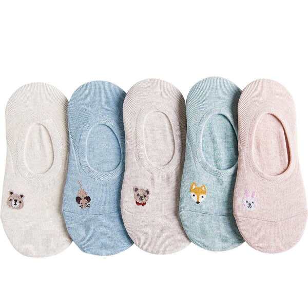 

Cartoon Animal Pattern Invisible Socks 5pairs, Multicolor