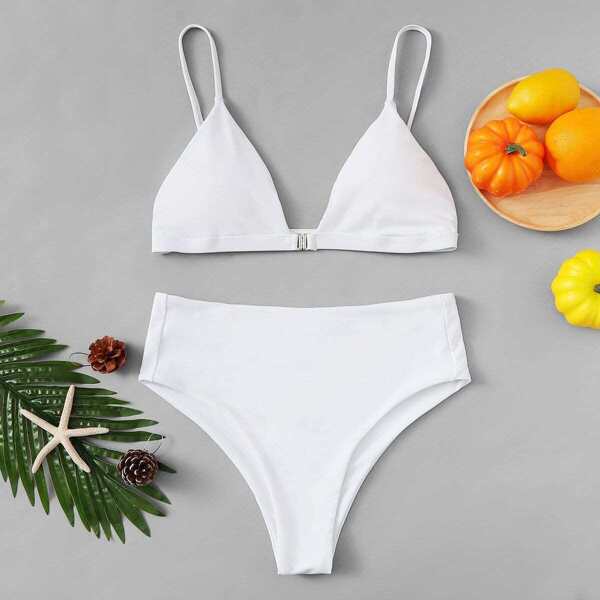 

Triangle Top With High Waist Bikini Set
