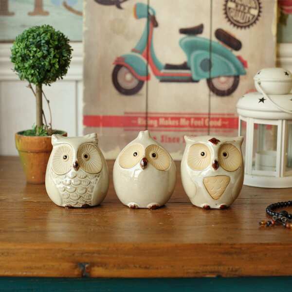 

Owl Ceramics Decorative Craft 3pcs