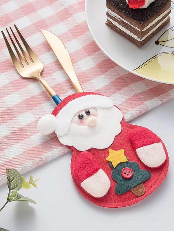 

Christmas Santa Claus Knife & Fork Cover 2pcs, Red