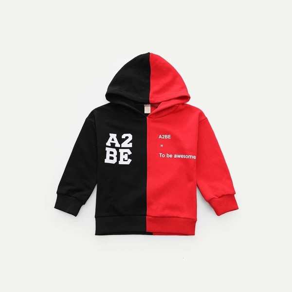 

Toddler Boys Color Block Letter Print Hoodie, Multicolor