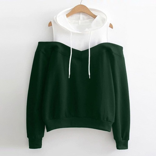 

Open-Shoulder Contrast Panel Hoodie