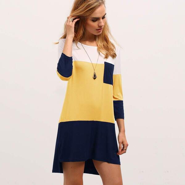 

Color-block Pocket Front T-Shirt Dress
