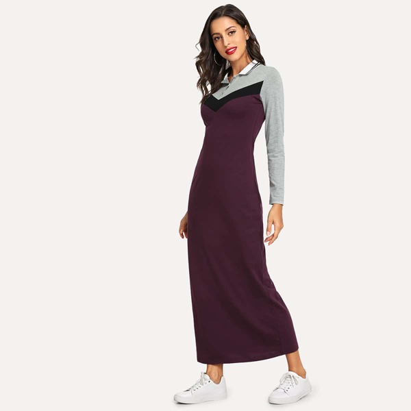 

Colorblock Striped Longline Dress