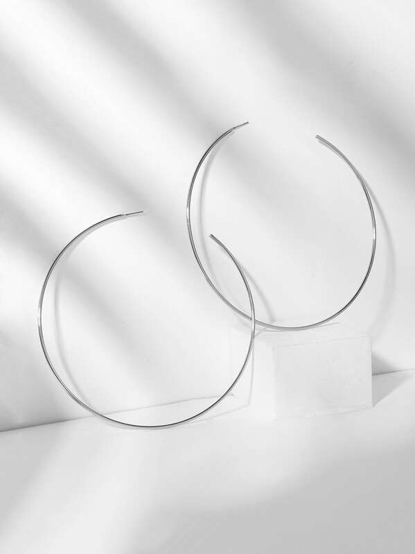 

Slim Open Oversize Hoop Earrings 1pair, Silver
