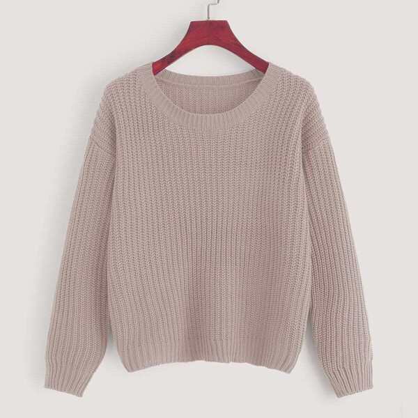 

Drop Shoulder Waffle Knit Sweater