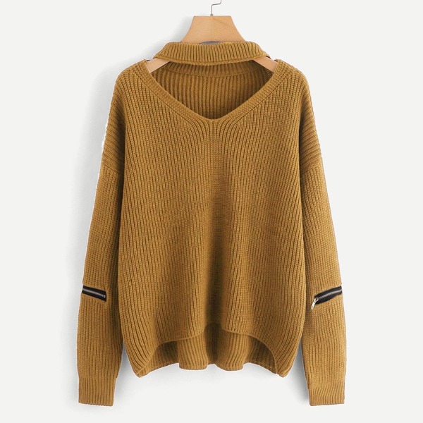 

Plus V Cut Front Stepped Hem Jumper