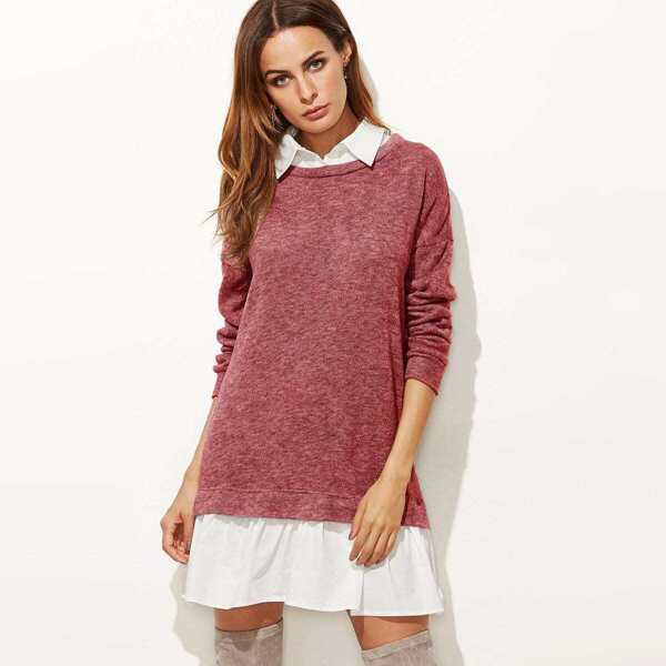 

Marled 2 In 1 Ruffle Hem Dress, Pink