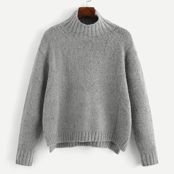 

Solid Stepped Hem Jumper