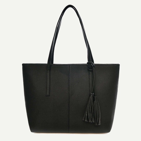 

Tassel Decor Tote Bag, Black