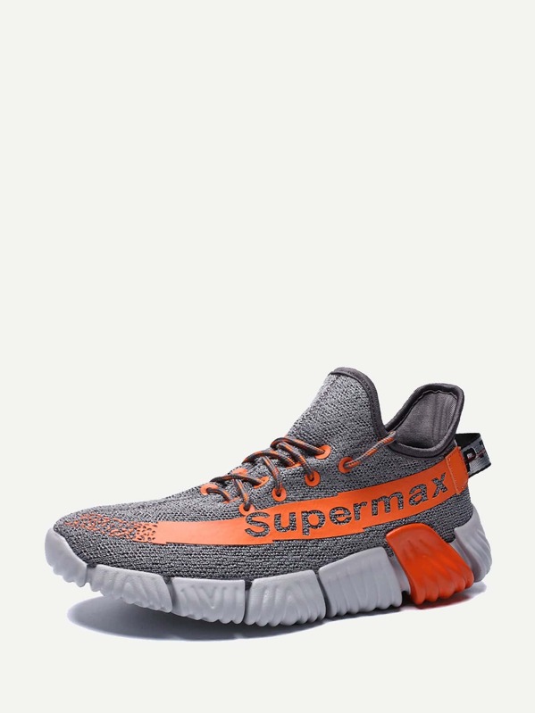 

Men Slogan Print Lace Up Trainers, Grey