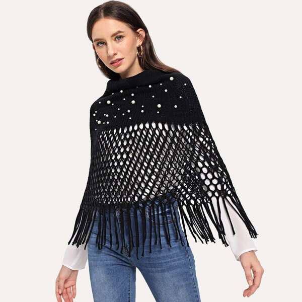 

Faux Pearl Embellished Infinity Scarf