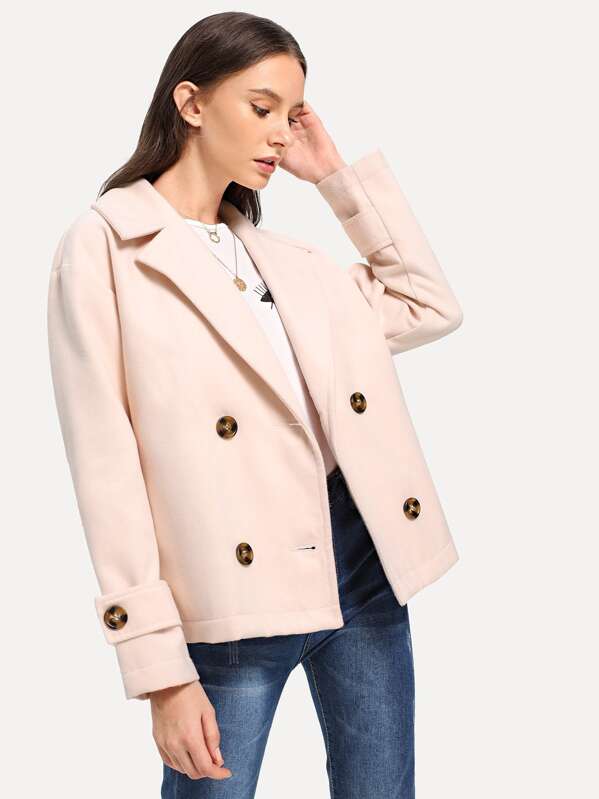 

Notch Collar Button Up Coat, Pink, Kate B