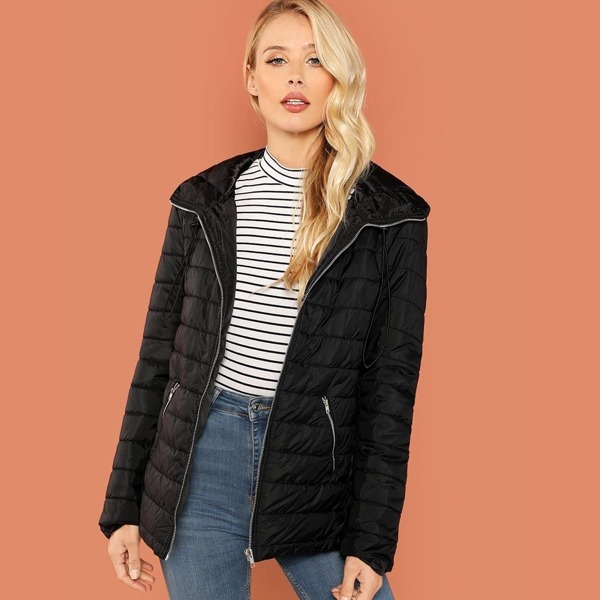 

Zip Up Hooded Puffer Coat