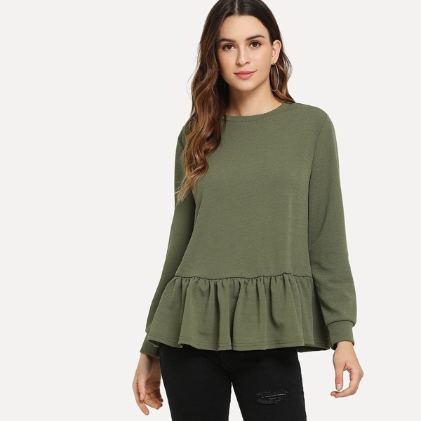 

Flounce Trim Solid Tee