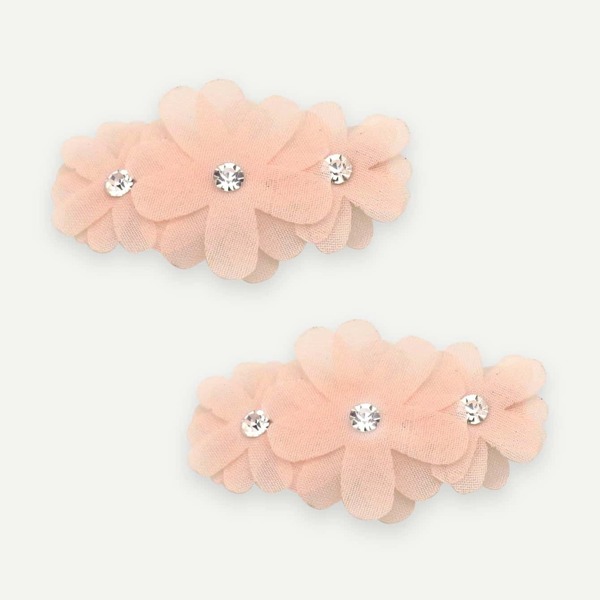

Girls Rhinestone & Flower Decorated Hair Clip 2pcs, Pink