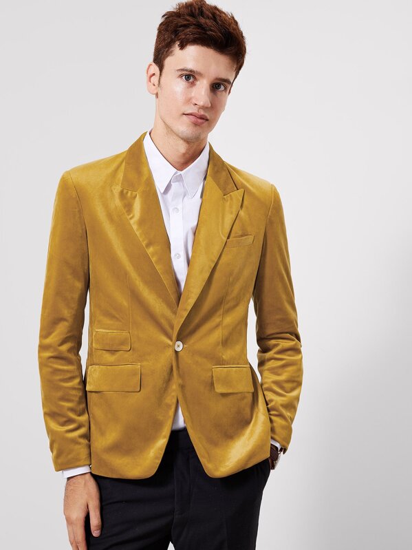 

Мужчины пик лацкан замши Blazer, Jan