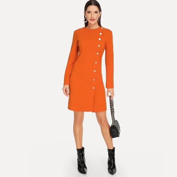 

Side Button Through Zip Back Pencil Dress