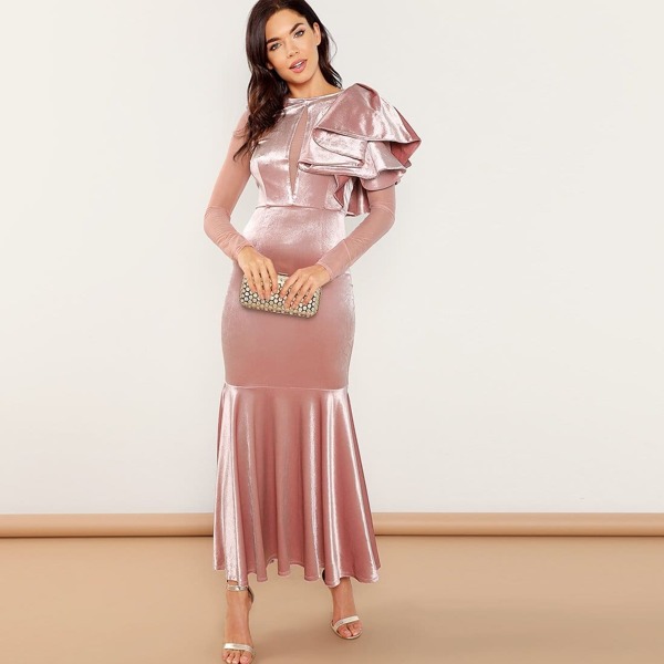 

Exaggerate Ruffle Trim Bodycon Dress, Pink