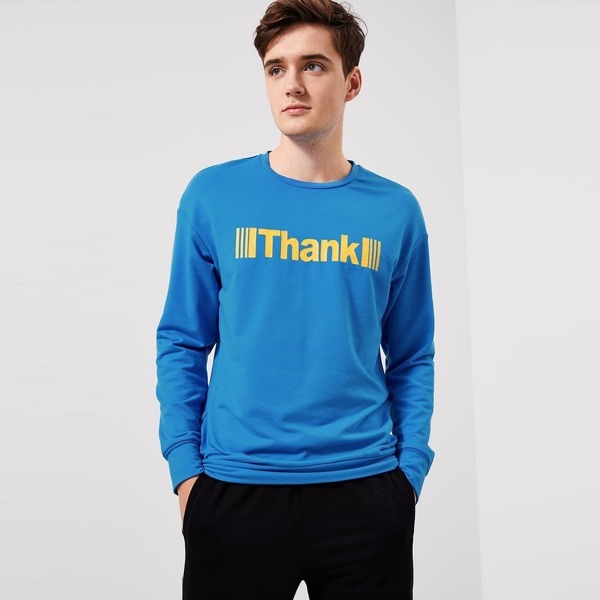 

Men Crew Neck Letter Print Sweatshirt