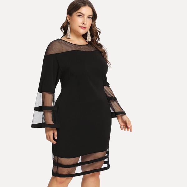 

Plus Contrast Mesh Tunic Dress
