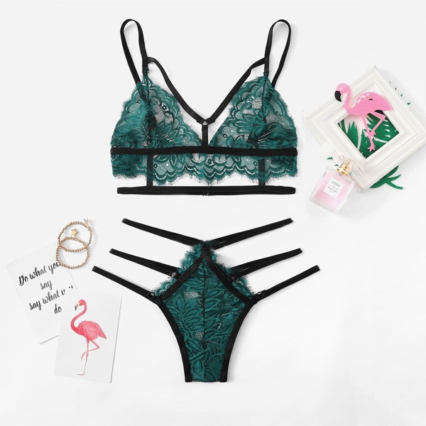 

Harness Ladder Cut-Out Lace Lingerie Set